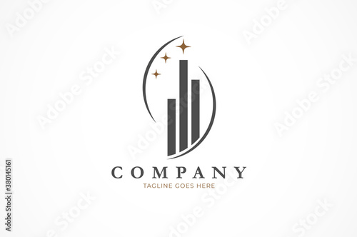 Cuadros en Lienzo Building logo, buidling and star combination, Flat Logo Design Template, vector