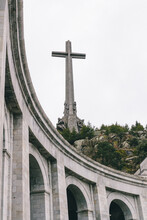 Christian Cross Monument And Arches On Basilica In Valle De Los Caidos, Madrid, Spain