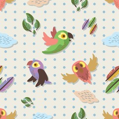 Wall Mural - Scandinavian bird pattern