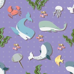 Wall Mural - Scandinavian underwater pattern