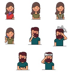 Sticker - Man and woman sick icon pack