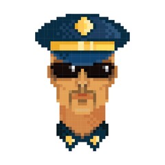 Wall Mural - Pixel art policeman