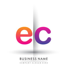 initial logo EC lowercase letter, orange and magenta creative logotype concept.