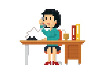 Sticker - Pixel art businesswoman at work