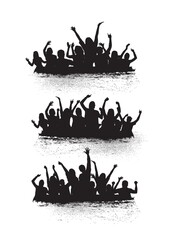 Poster - Set of cheering crowd icons