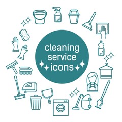 Wall Mural - cleaning service icons