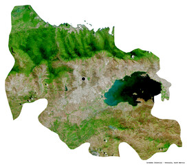 Carabobo, state of Venezuela, on white. Satellite