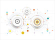 Vector illustration white color and gear wheel on circuit board