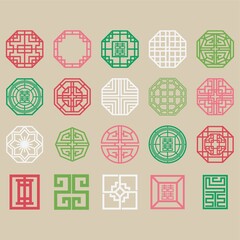 Wall Mural - set of traditional korean patterns