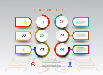 Wall Mural - Infographics timeline design template for business concept and icons.