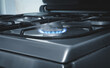  Gas burner with a burning fire. Kitchen gas