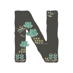 Wall Mural - Succulent inspired letter N