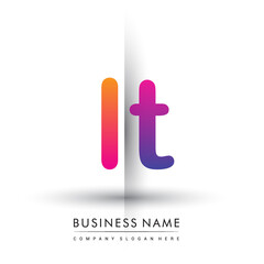 Wall Mural - initial logo LT lowercase letter, orange and magenta creative logotype concept.