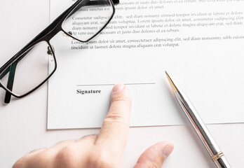 Sticker - Businessman is signing a contract, business contract details