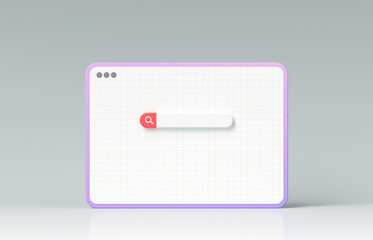 Aufkleber - minimal blank search bar on webpage layout background. web search concept. 3d rendering
