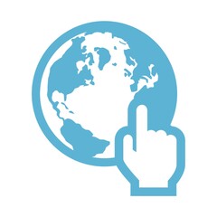 Poster - hand pointing at earth icon