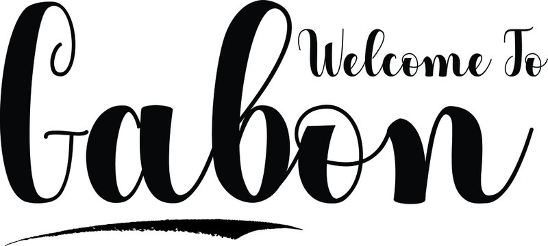 Welcome To Gabon Typography Black Color Text 
on White Background
