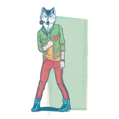 Sticker - Fashionable wolf