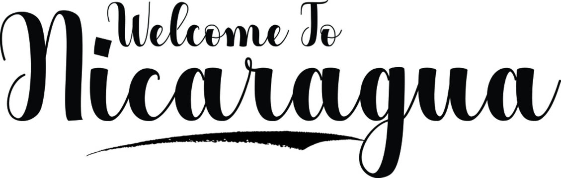 Welcome To Nicaragua Handwritten Calligraphy White Color Text On Black Background