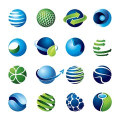 Poster - Set of globe design icons