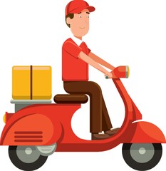 Poster - delivery man on scooter