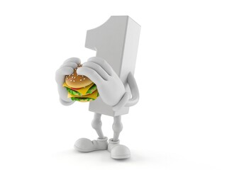 Sticker - Number one character eating hamburger