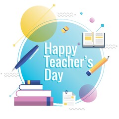 Wall Mural - Happy teacher's day design.