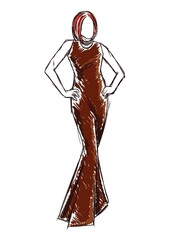 Sticker - fashion model in elegant dress sketch