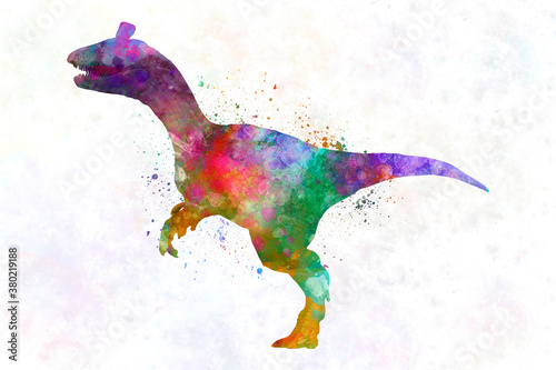 Photo Cryolophosaurus  dinosaur in watercolor