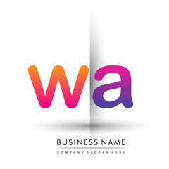 initial logo WA lowercase letter, orange and magenta creative logotype concept.