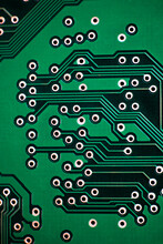 Close Up Of A Printed Green Computer Circuit Board