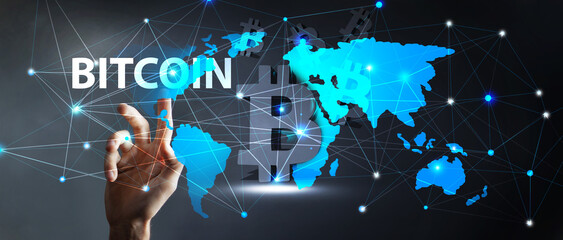 Wall Mural - Digital currency concept of world technology network, 3D illustration