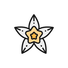 Sticker - Vanilla, star anise flat color line icon. Isolated on white background