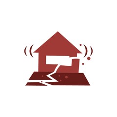 Poster - House and earthquake concept isolated flat illustration graphic design