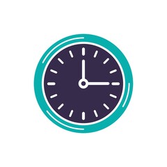 Wall Mural - Clock with blue and black color, vector design illustration