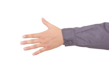 Spread Out Five Fingers Of One Hand In Front Of White Background