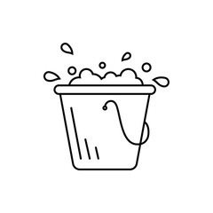 Poster - Bucket of water black and white vector outline illustration