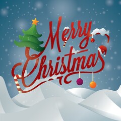 Poster - Merry Christmas lettering design