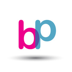 initial logo BP lowercase letter, blue and pink overlap transparent logo, modern and simple logo design.