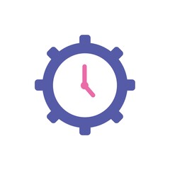 Wall Mural - Gear clock purple outline vector illustration