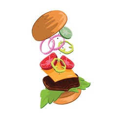 Canvas Print - tossed cheeseburger