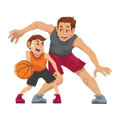 Poster - father playing basketball with son