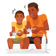 Sticker - father playing video games with son