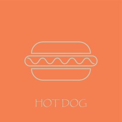 Canvas Print - Hotdog white outline simple vector illustration