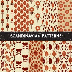 Poster - Set of scandinavian pattern icons