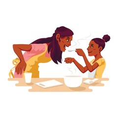 Canvas Print - mother and daughter cooking together