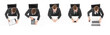 © Acronym - Set of overhead views of a handsome businessman in office.