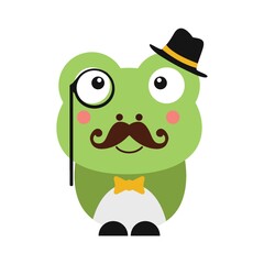 Wall Mural - Cute frog with hat and monocle