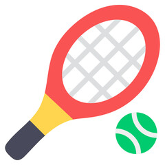 Wall Mural - 
Racket with ball, long tennis icon in flat design.
