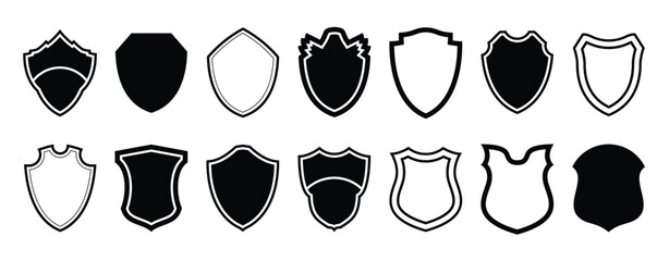 military shield vector. police badge shape, security, football patches isolated on white background.
